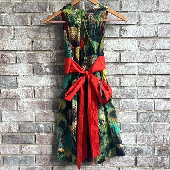Anthropologie Eva Franco Oroyo Cactus dress big bow sash belt size 0. 🌵 - Picture 3 of 9